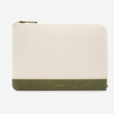 Computer cover - Size 13" - Atelier CANVAS range - Olive color