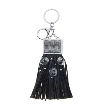 Pendentif rectangle avec pompon en strass 3