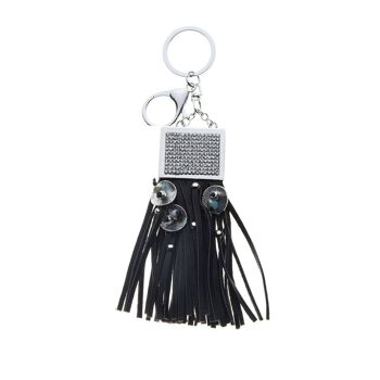 Pendentif rectangle avec pompon en strass 4