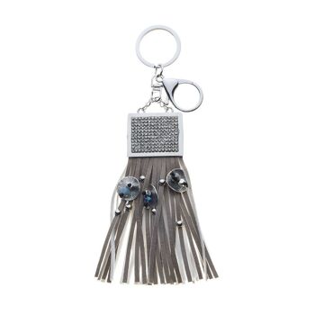 Pendentif rectangle avec pompon en strass 5