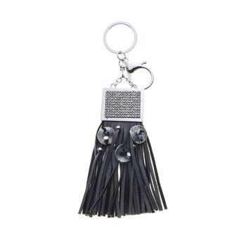 Pendentif rectangle avec pompon en strass 7