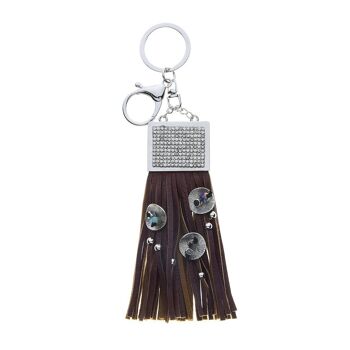 Pendentif rectangle avec pompon en strass 9