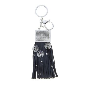 Pendentif rectangle avec pompon en strass 11