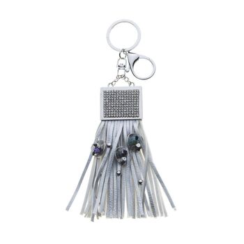 Pendentif rectangle avec pompon en strass 13