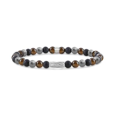 Frank 1967 bead bracelet tiger eye, hematite and black agate 4mm ips vintage