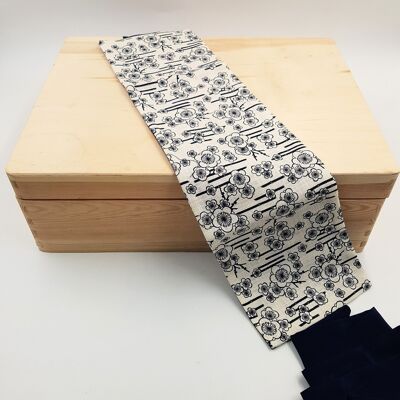 MUSUBI WAGARA    Ceinture en coton japonais réversible motif Fleurs de pruniers - fabriquée en France