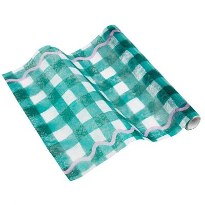 Green Gingham Summer Table Runner - 2m