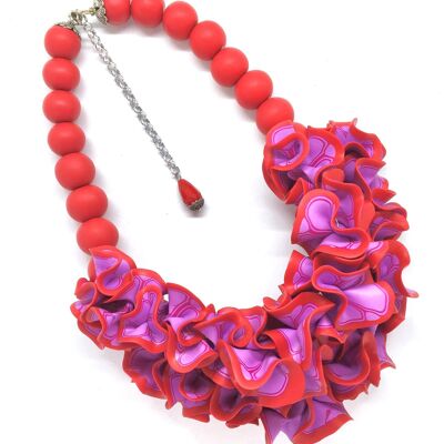 Colorful  organic Style Statement Necklace - Ruffle necklace