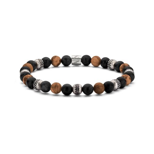 Frank 1967 bead bracelet 6mm matt black agate and matt tiger eye