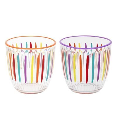 Gobelets en verre multicolores