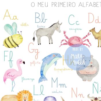 Feuille d'alphabet pour enfants en GALLEGO/ O meu alfabeto/ Illustration pour enfants de l'alphabet en langue galicienne pour la décoration unisexe des bébés et des nouveau-nés 7
