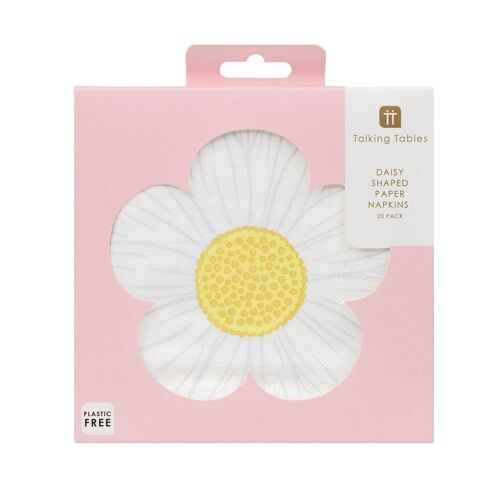 Shaped Daisy Floral Napkins for Spring - 20 Pack