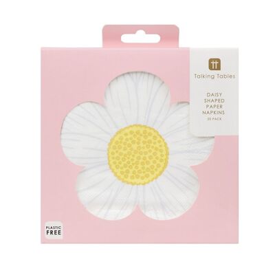 Serviettes florales en forme de marguerite pour le printemps - Paquet de 20