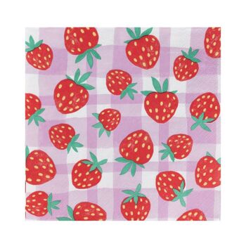 Serviettes en papier vichy fraise - paquet de 20 2