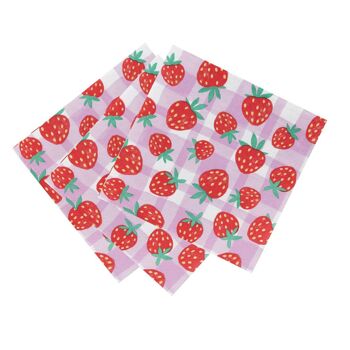 Serviettes en papier vichy fraise - paquet de 20 3