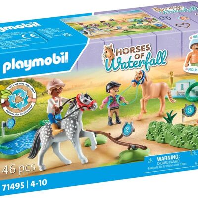 Playmobil 71495 - Cavalieri con pony e salto ostacoli
