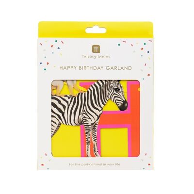 Guirlande en Papier Joyeux Anniversaire Safari Animal - 3 m