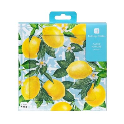 Summer Lemon Paper Napkins - 20 Pack