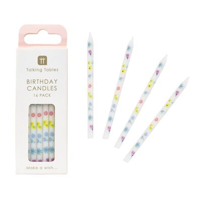 Bougies d'anniversaire florales pastel - Paquet de 16