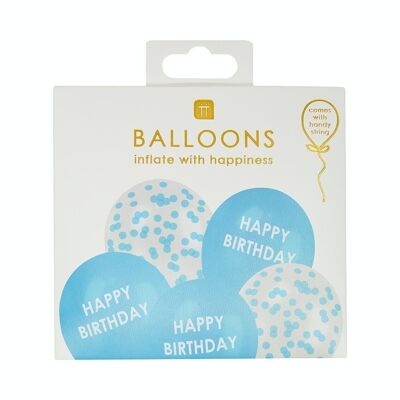 Globos azules de feliz cumpleaños - Paquete de 5