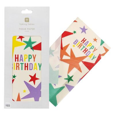 Rainbow Star Happy Birthday Seidenpapier – 4 Blatt