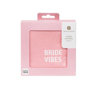 Bride Vibes Pinke Papier-Cocktailservietten – 20er-Pack