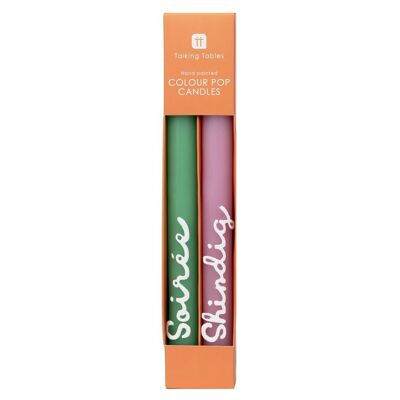 Soiree' 'Shindig' Coloured Dinner Candles - 2 Pack