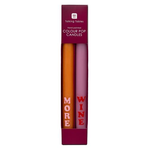 Statement 'More' 'Wine' Coloured Dinner Candles - 2 Pack