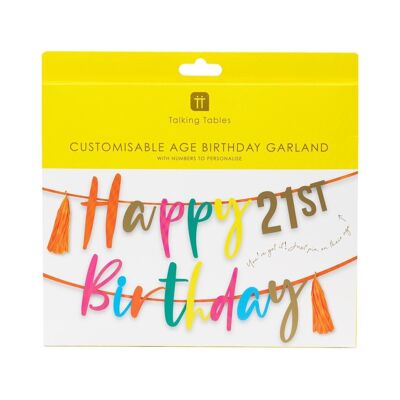Guirnalda de feliz cumpleaños de edad personalizable