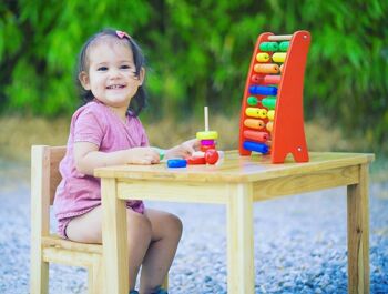 Ensemble 1 Table et 2 chaises Montessori - Enfant 1-4 ans - Bois massif - Coloris Bois naturel 10