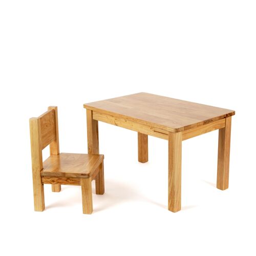 Ensemble 1 Table et 2 chaises Montessori - Enfant 1-4 ans - Bois massif - Coloris Bois naturel