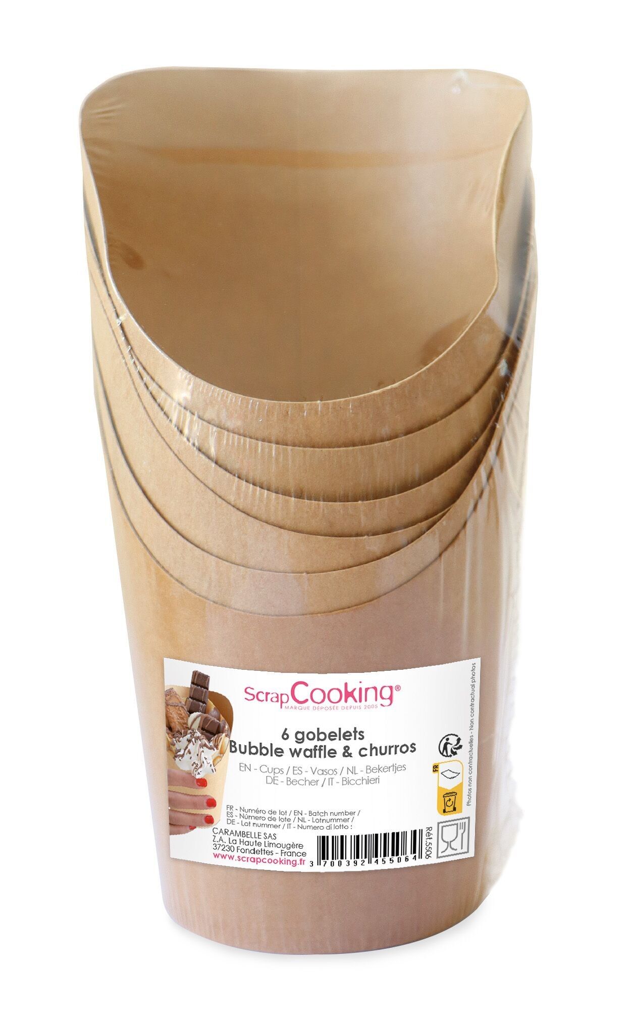 6 vasos de gofres y churros de burbujas