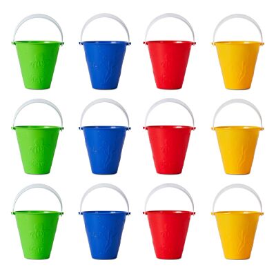 12 Brightly Coloured Beach Pail Buckets