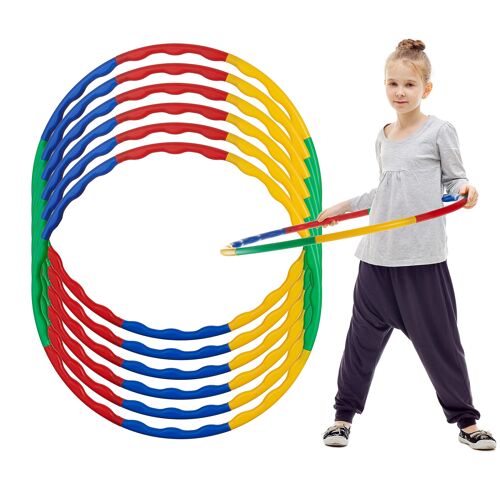 6 Adjustable Colourful Snap Together Hula Hoops