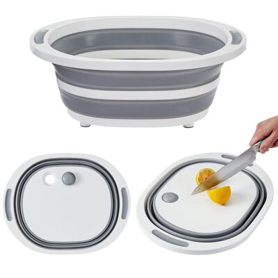 3-in-1 Collapsible Chopping Board, Basin Drainer & Washing Bowl 7.6L