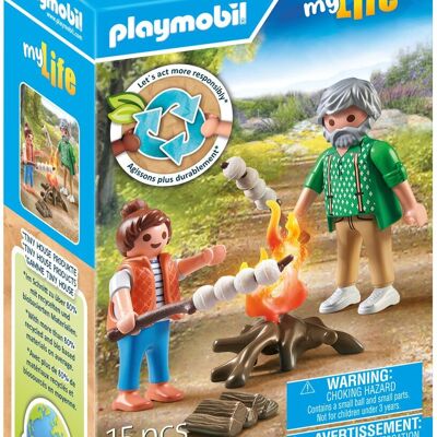Playmobil 71513 - Abuelo con hija pequeña en la fogata