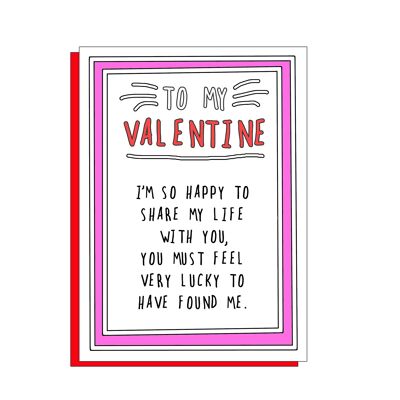 Lustige Valentinskarte auf wunderschönem FSC-unbeschichtetem Karton mit mohnrotem Umschlag