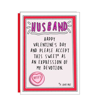 Devotion funny Valentine card on a gorgeous FSC uncoated board with poppy red envelope