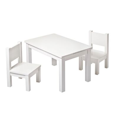Set aus Montessori-Tisch und 2 Stühlen – Kind 1–4 Jahre alt – Massivholz – Weiß