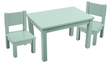 Ensemble Table et 2 Chaises Montessori - Enfant 1-4 ans - Bois massif - Vert sauge 1