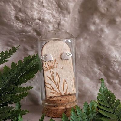 Sheep Sterling Silver Studs in Glass Terrarium Tube