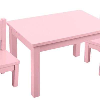 Set Tavolo e 2 Sedie Montessori - Bambino 1-4 anni - Legno massello - Rosa