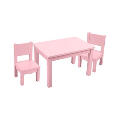 Set aus Montessori-Tisch und 2 Stühlen – Kind 1–4 Jahre – Massivholz – Rosa