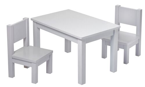 Ensemble Table et 2 Chaises Montessori - Enfant 1-4 ans - Bois massif - Gris