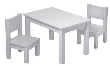 Ensemble Table et 2 Chaises Montessori - Enfant 1-4 ans - Bois massif - Gris 1