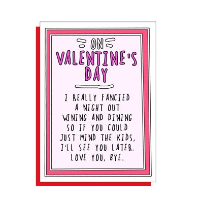Carte de Saint-Valentin amusante pour mari sur un magnifique carton non couché FSC avec enveloppe rouge coquelicot