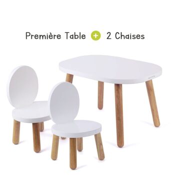 Ensemble Table et 2 Chaises Ovaline - Enfant 1-4 ans - Bois massif - Blanc 2