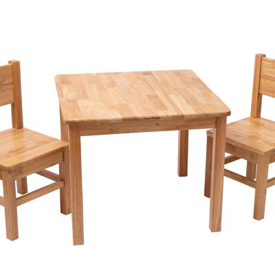 Table and 2 Chairs Set for Children 4-7 YEARS - NATURAL WOOD
