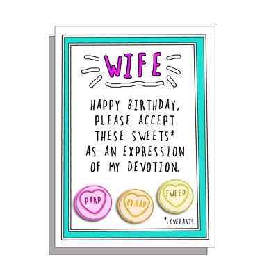 Wife devotion birthday card on a gorgeous FSC uncoated board with grey envelope