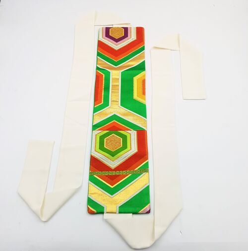 MUSUBI OBI   Ceinture en soie de obi vintage - ceinture japonaise traditionnelle japonaise colorée transformée, fabriquée en France